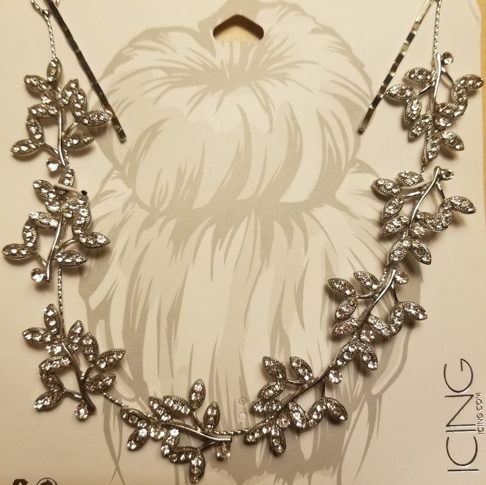 Icing silver rhinestone wedding hair accessory